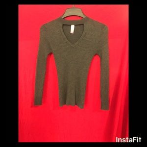 Gray Cutout Sweater